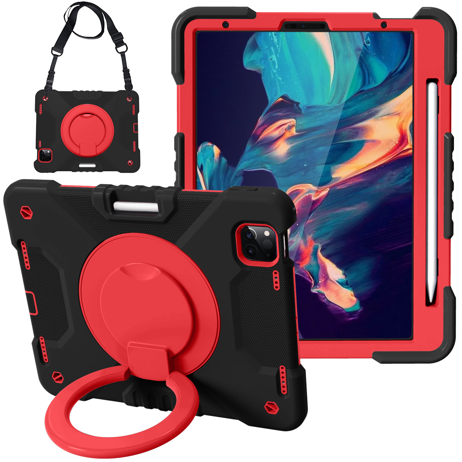 Mixed Colors Tablet Case With Shoulder Hand Strap
